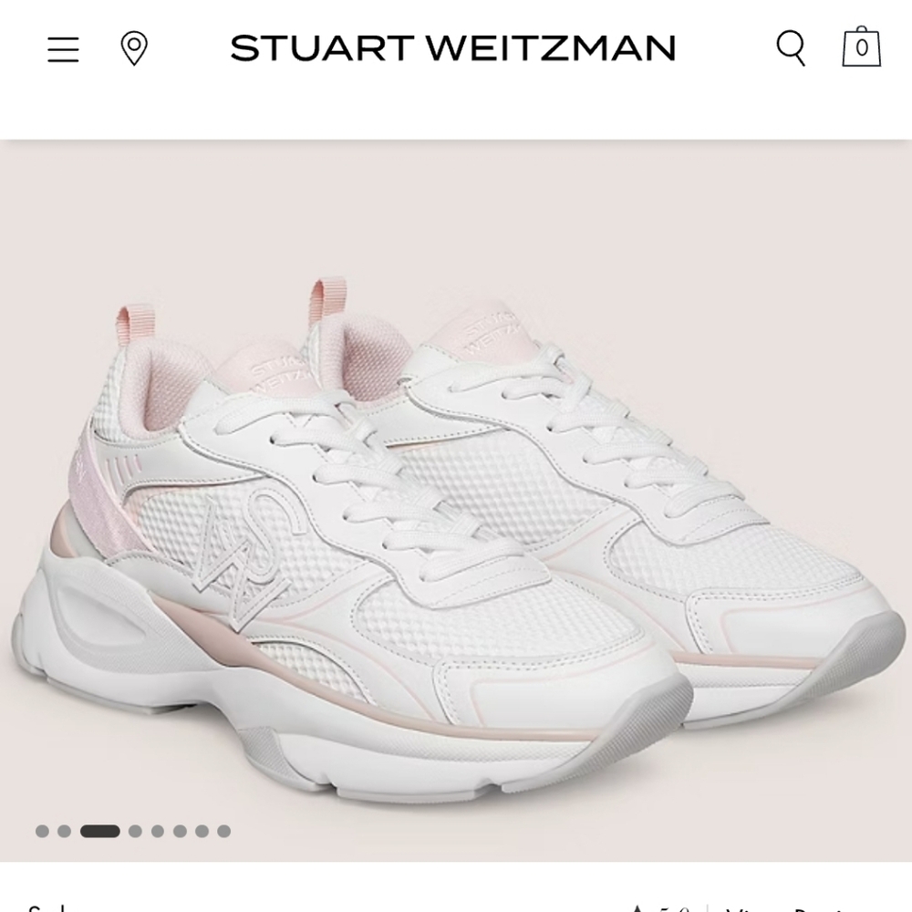 Stuart Weitzman White and Pink Sneakers